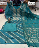 PITHA WORK KURTI WITH SANTON PANT & UNIQUE BANARASI DUPATTA (GFHBP)