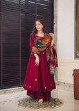 Chinon With Embroidery Sequence Work Gown And Dupatta Set Fully Stitched Ready To Wear (GFHBP))