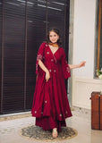 Chinon With Embroidery Sequence Work Gown And Dupatta Set Fully Stitched Ready To Wear (GFHBP))