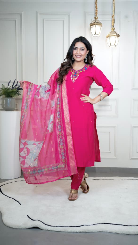 Designer Kurti Pant Dupatta Set (ASC)