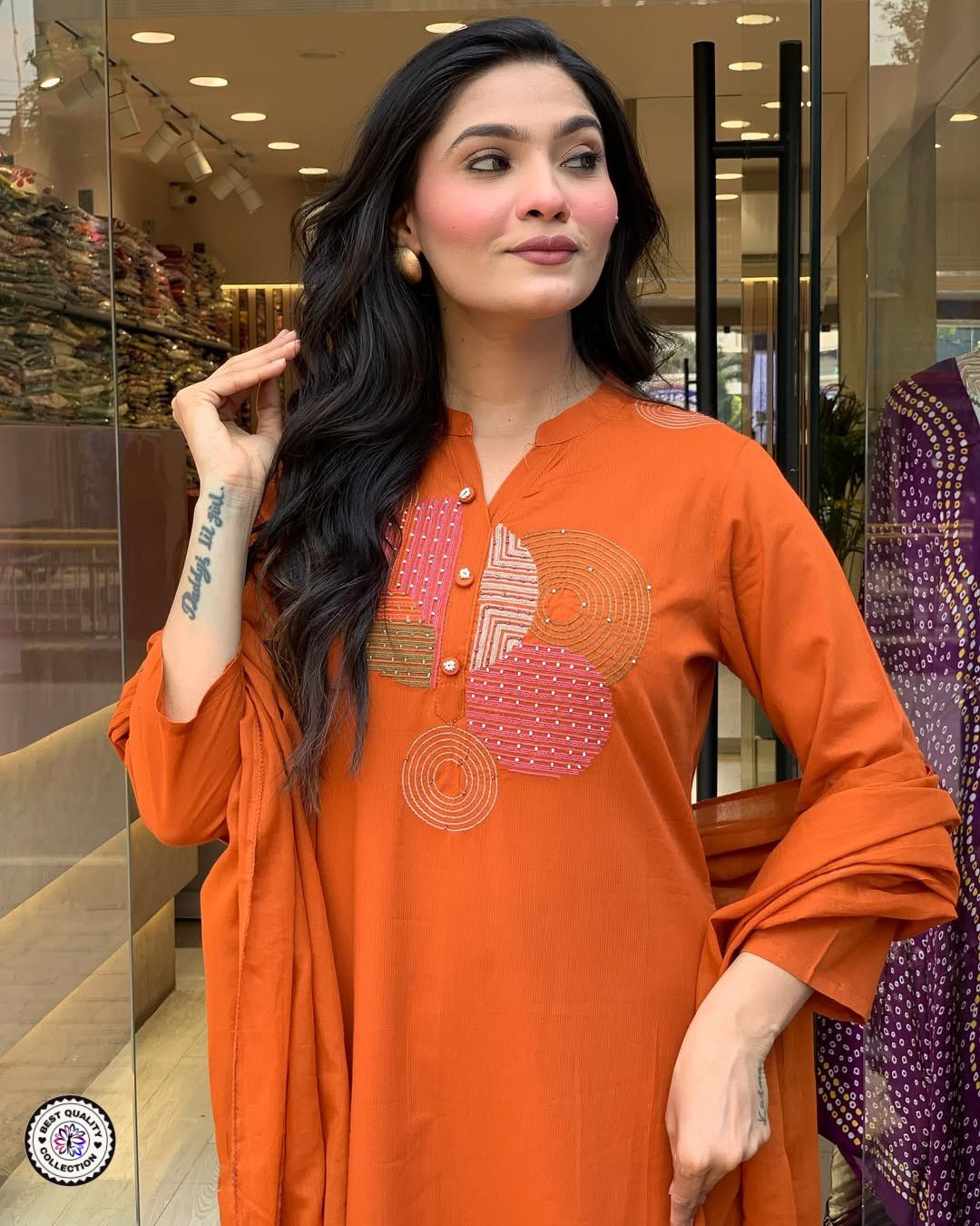 Rayon cotton chanderi kurti (ASC)