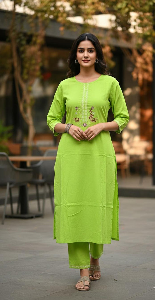 Pure fine Cotton fabric Embroidery Work Kurti (GFHBP)