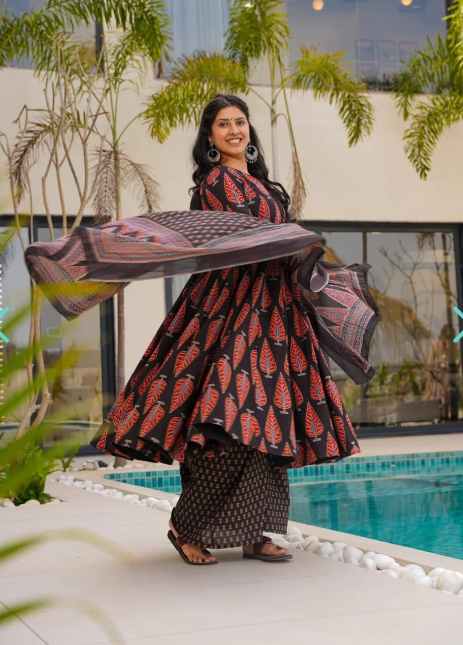 Sanganeri Print Anarkali Kurta Set (GFHBP)