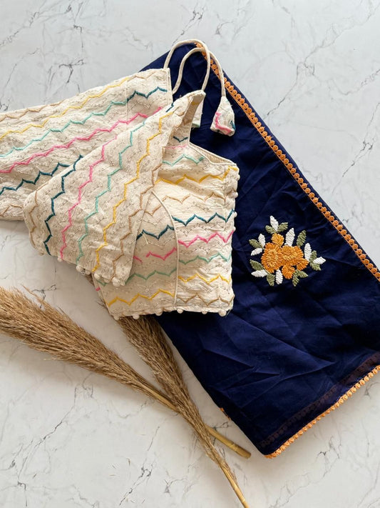 Chanderi Cotton Saree with Khadi Cotton Blouse (RO)