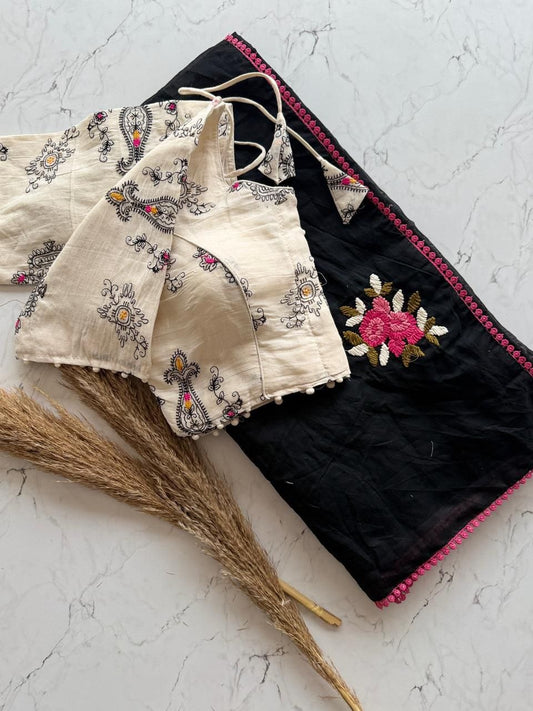 Chanderi Cotton Saree with Khadi Cotton Blouse (RO)