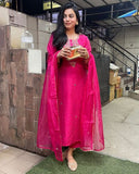 Viscose Chanderi Kurta Set with Organza Dupatta (ASC)