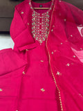 Viscose Chanderi Kurta Set with Organza Dupatta (ASC)