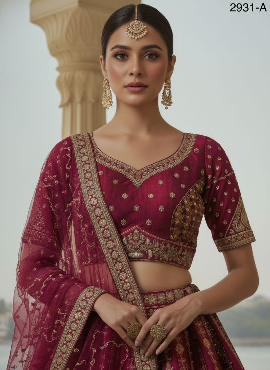 Embroidered Perfect Lehenga Choli With Double Dupatta (RO)