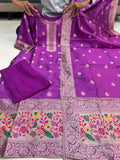 Purple Paithani Silk Kurti Set with Pant & Dupatta (ASC)