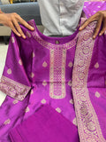 Purple Paithani Silk Kurti Set with Pant & Dupatta (ASC)