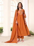 Viscose Roman Silk Anarkali Kurti Set with Heavy Chanderi Dupatta (ASC)