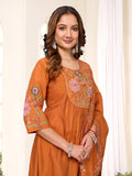 Viscose Roman Silk Anarkali Kurti Set with Heavy Chanderi Dupatta (ASC)