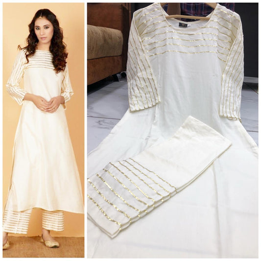 Organic Pure Rayon Gotta Patti Kurti Cord Set (GFHBP)