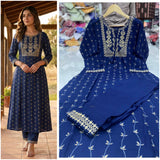 Rayon Cotton Printed Kurta Set with Embroidery (GFHBP)
