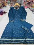 Designer Rayon Cotton Kurti Set with Zari & Foil Print (GFHBP)
