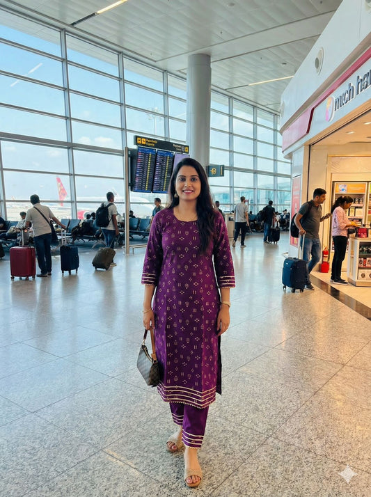 Designer Rayon Cotton Kurti Set with Zari & Foil Print (GFHBP)