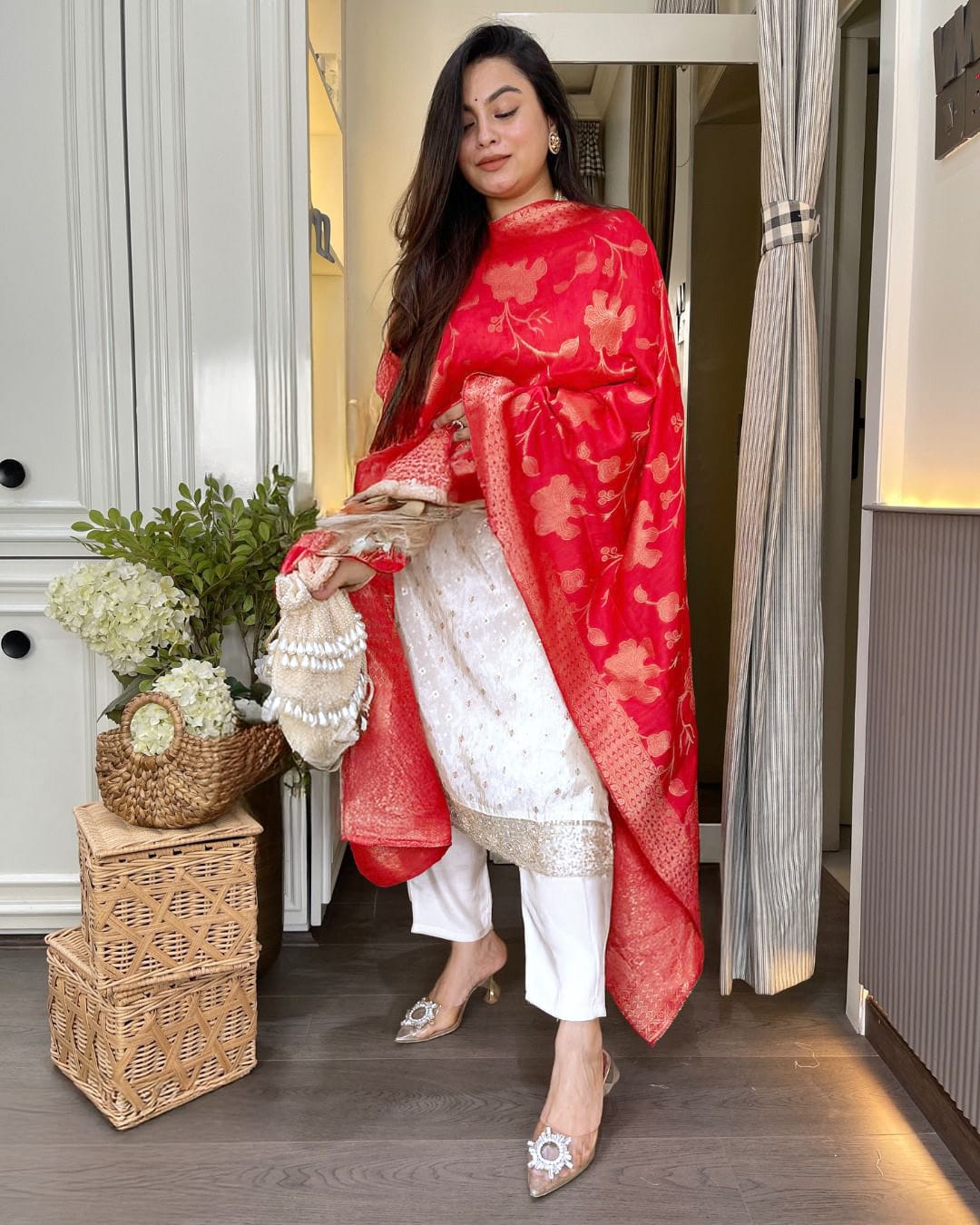 Viscose Chanderi Jaquard Kurta Set with Dupatta (ASC)