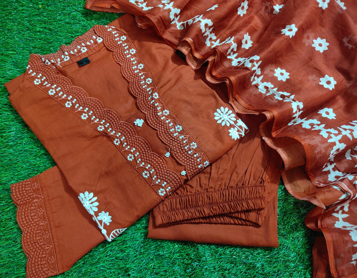 Designer Cotton Straight Kurta Set with Dupatta (GFHBP)