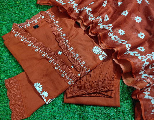 Designer Cotton Straight Kurta Set with Dupatta (GFHBP)