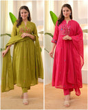 Heavy Embroidered Solid Cotton Kurti Set with Dupatta (GFHBP)