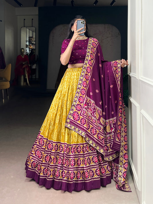 Tasar Silk Ikkat Print Lehenga Choli (RO)