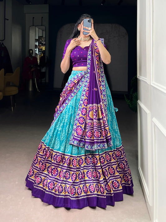 Tasar Silk Ikkat Print Lehenga Choli (RO)