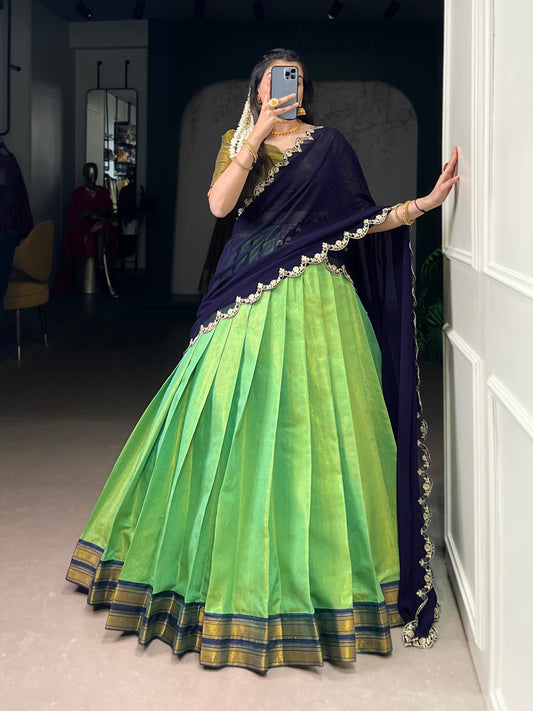 Kanchipuram Silk Zari Weaving Lehenga Set (RO)