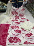 Printed Cotton Kurta Set with Sequence Work & Dupatta (GFHBP)