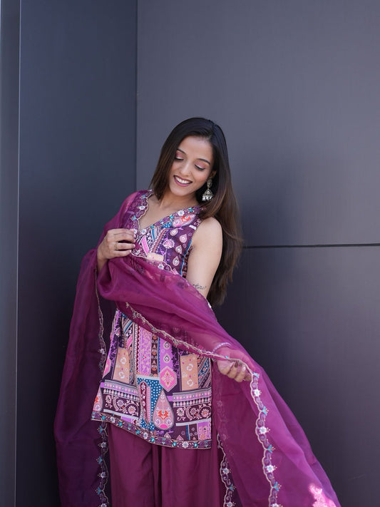 Satin Kurti Set – Premium Embroidered (ASC)