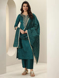 Kurta Set in Roman Silk with Embroidery and Matching Dupatta (ASC)