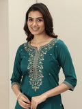 Kurta Set in Roman Silk with Embroidery and Matching Dupatta (ASC)
