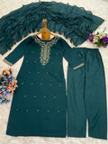Kurta Set in Roman Silk with Embroidery and Matching Dupatta (ASC)