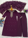 Kurta Set in Roman Silk with Embroidery and Matching Dupatta (ASC)