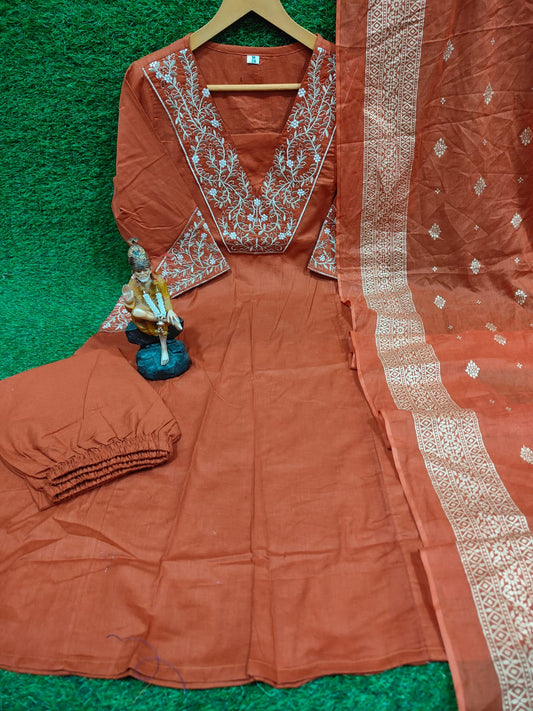 Heavy Cotton Embroidered 3-Piece Suit Set (GFHBP)