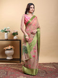 Linen KESH553 639 Festive Collection Printed Cotton Linen Saree