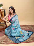 Linen KESH553 640 Festive Collection Printed Cotton Linen Saree