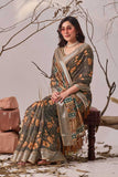 Linen KESH522 1002  Printed Cotton Linen Saree