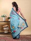 Linen KESH553 640 Festive Collection Printed Cotton Linen Saree