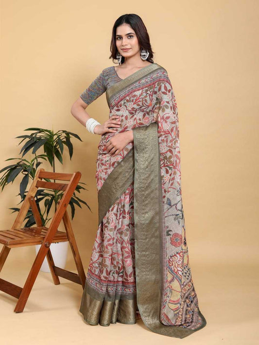 Cotton KESH553 630 Cotton Linen Printed Saree