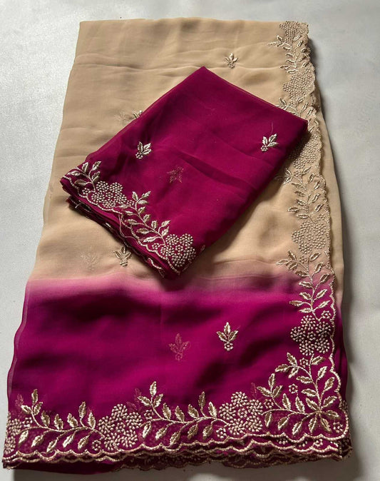 Georgette KESH622 KRITIKA Embroidered Cutwork Saree