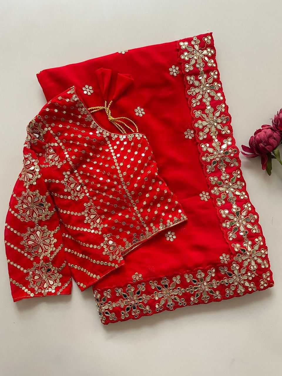 Georgette RIN134 MEGHANA-2 Embroidered Cutwork Mirror Work Saree