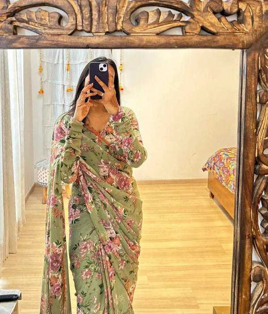 Georgette Embroidered Saree