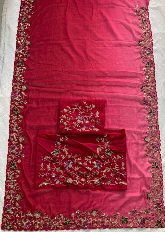 Georgette Embroidered Saree
