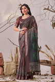 Linen KESH522 100 Printed Cotton Linen Saree