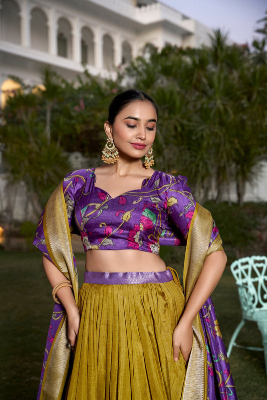 Blended Tussar silk lehenga
