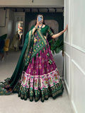 Tusser Silk Lehenga Choli with Intricate Print and Dupatta