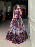 Tussar silk Lehenga MAROON / GREEN / BLACK / PURPLE