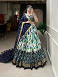 Tussar Silk Lehenga Set with Perfect floral patola print design