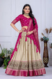 Royal thread lehenga collection  Heavy Lichi Fabric With Jacquard Border