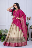 Royal thread lehenga collection  Heavy Lichi Fabric With Jacquard Border